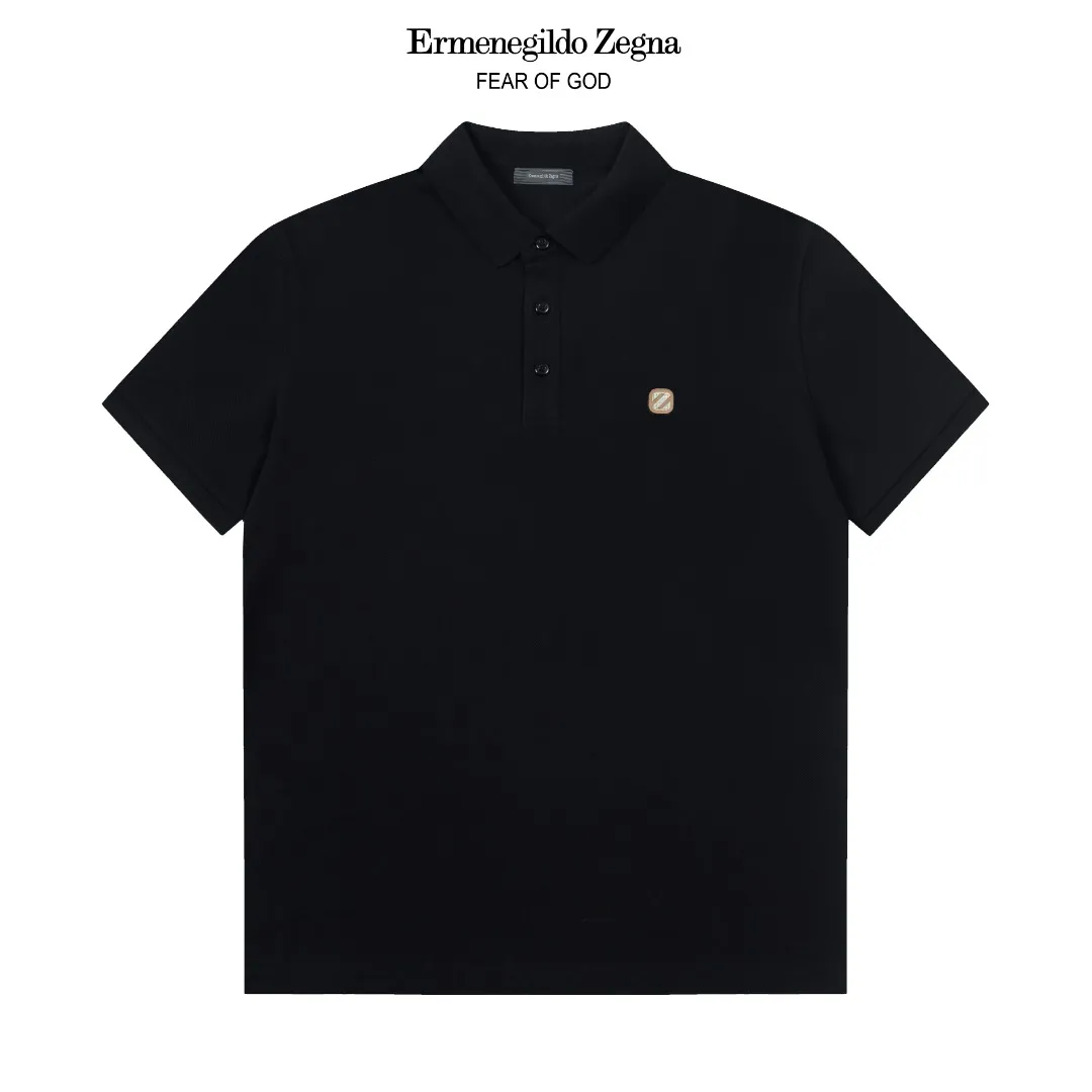 ZEGNA LOGO Polo ， Retro Same Style Versatile : White Black Size：M-3XL